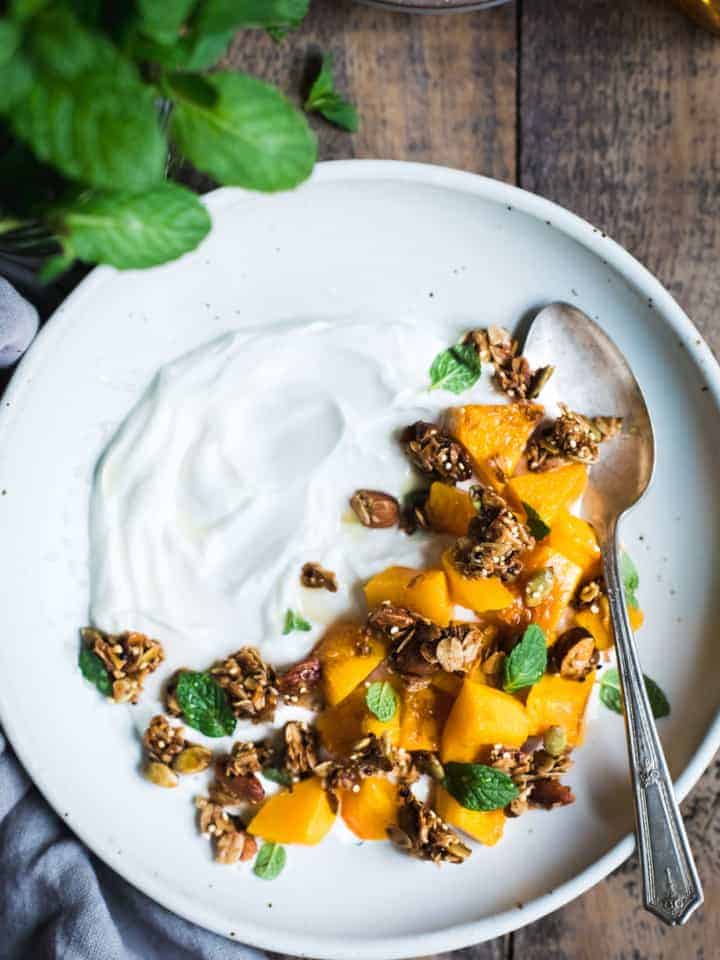 Butternut Squash and Granola Yogurt Breakfast Bowls