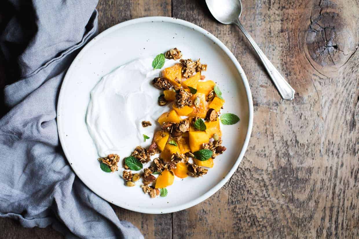 Butternut Squash and Granola Yogurt Breakfast Bowls