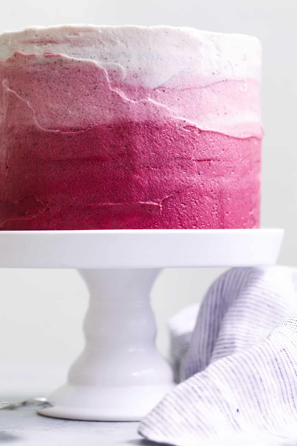 The BEST Gluten-free Chocolate Cake with Ombre Hibiscus Cream Cheese Frosting