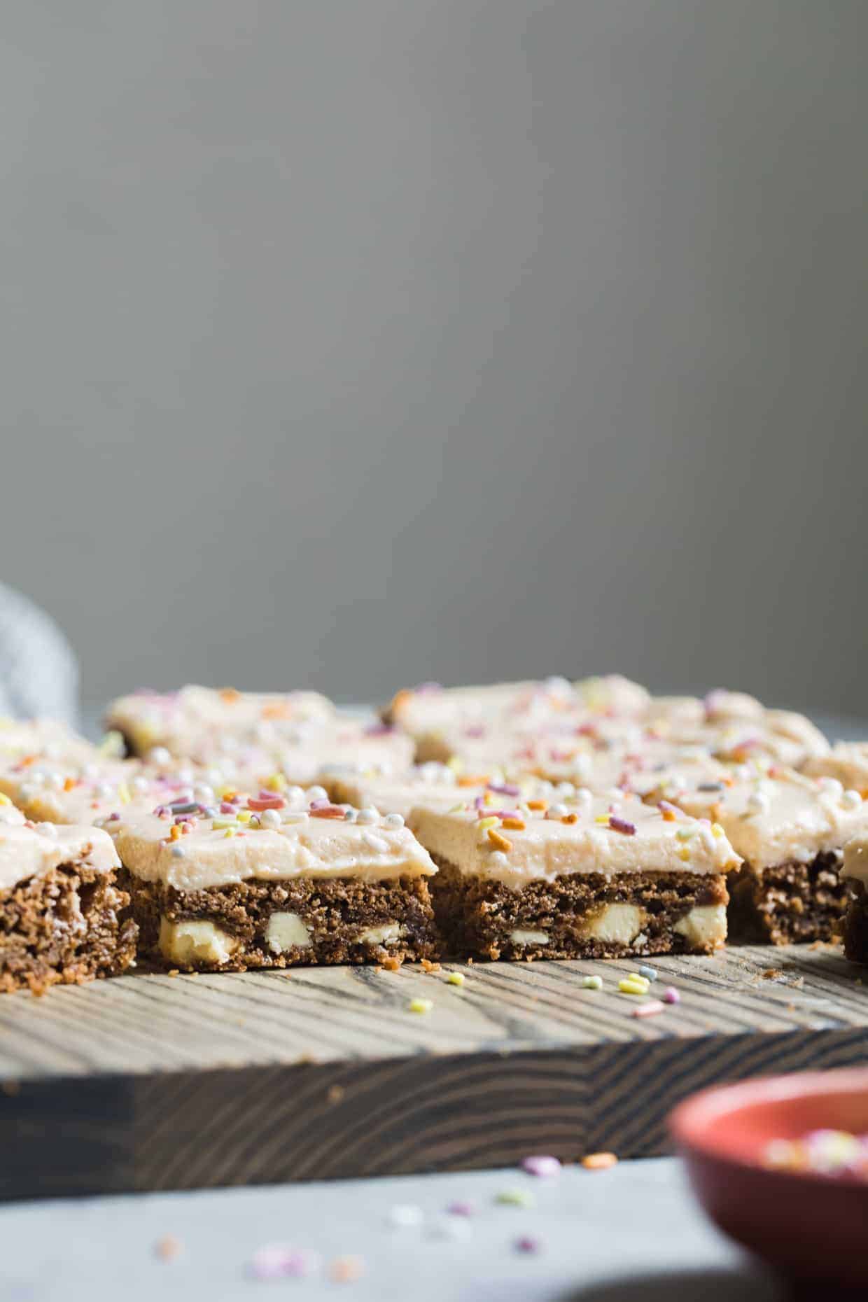 White Chocolate Cardamom Blondies with Grapefruit Frosting (gluten-free)