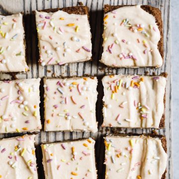 White Chocolate Cardamom Blondies with Grapefruit Frosting (gluten-free)