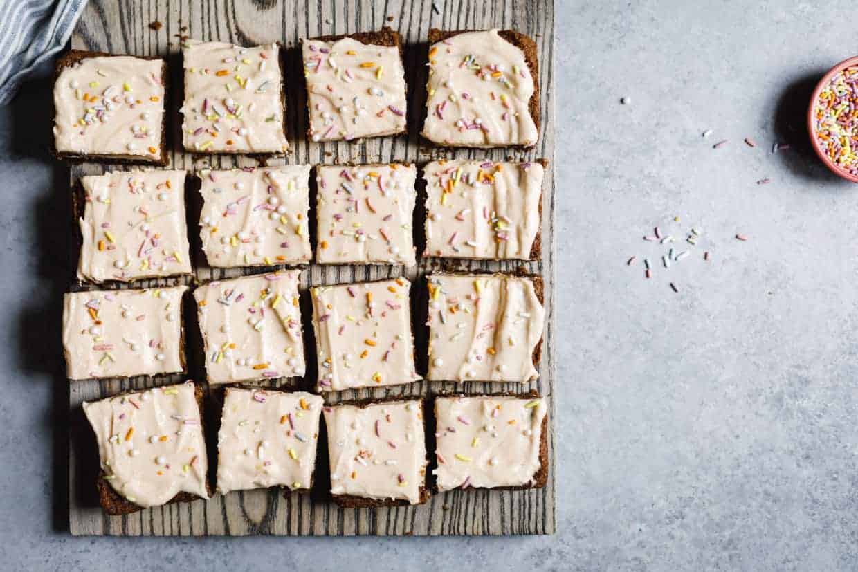 White Chocolate Cardamom Blondies with Grapefruit Frosting (gluten-free)