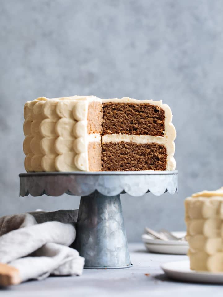 Baby Smash Cake: Banana Date Cake with Maple Cream Cheese Frosting (gluten-free & refined sugar-free)