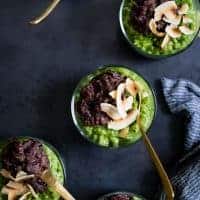 Coconut Matcha Rice Pudding with Date Adzuki Bean Paste {Vegan}