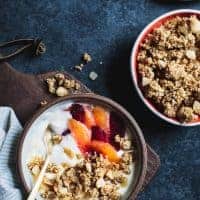Puffed Quinoa Crumble with Macadamia and Candied Ginger Yogurt Topping