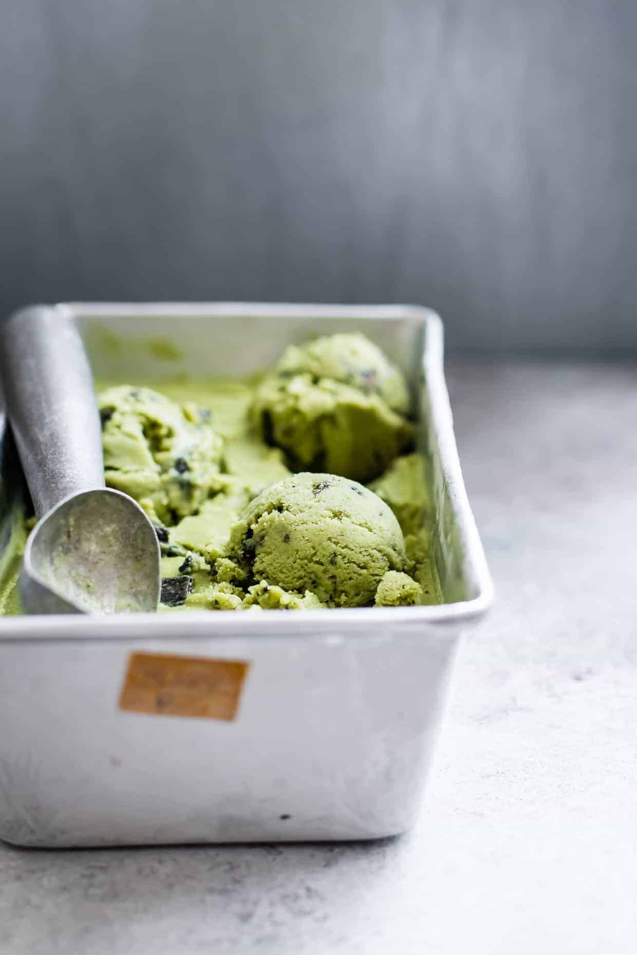 Vegan Coconut Matcha Ice Cream with Black Sesame Brittle