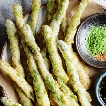 Gluten-Free Tempura Asparagus with Matcha Salt