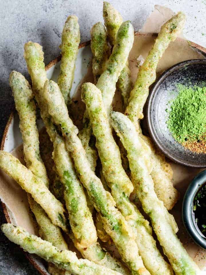 Gluten-Free Tempura Asparagus with Matcha Salt