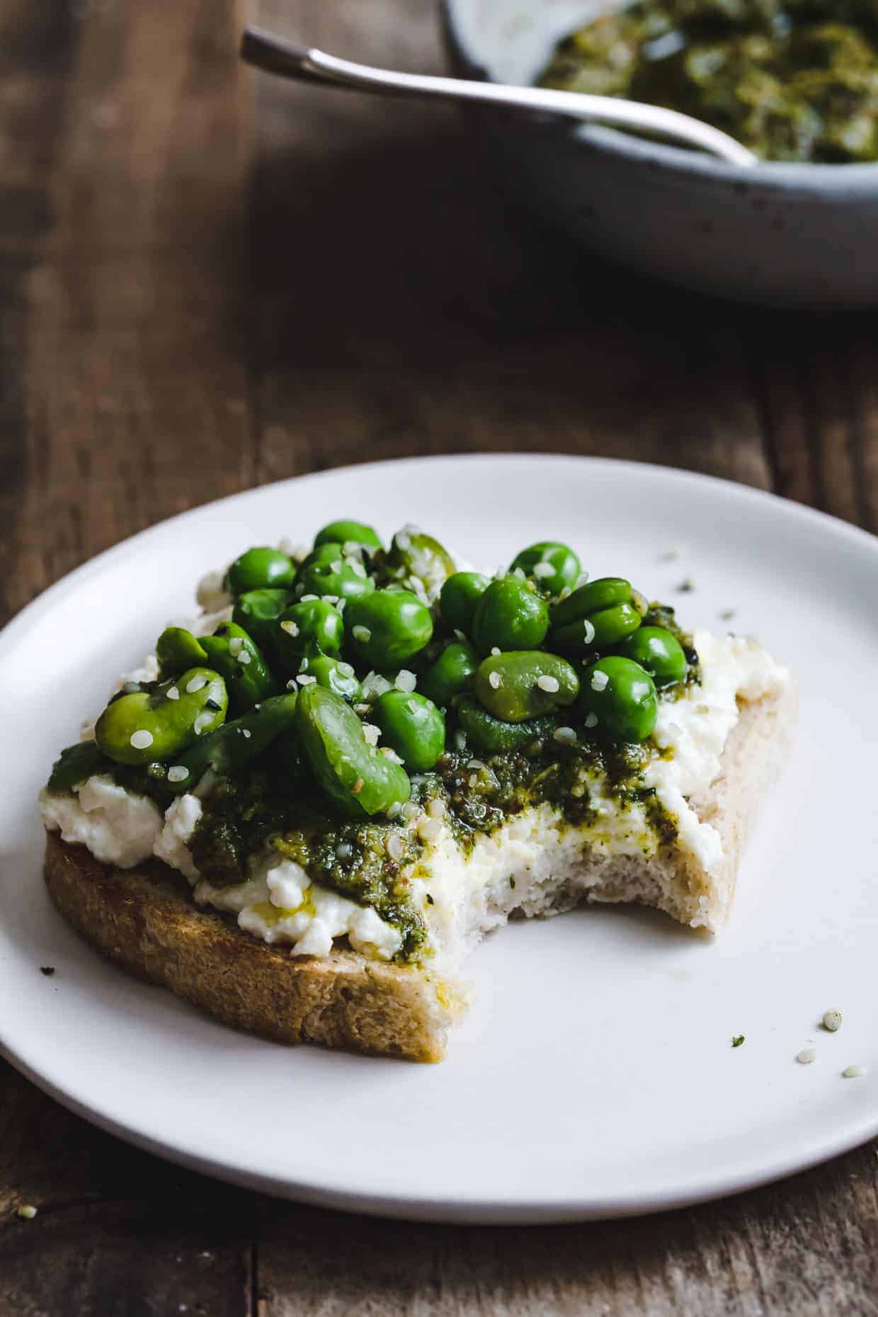 Roasted Lemon Mint Pesto & Ricotta Tartines, Two Ways