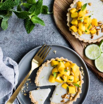 Mint Mango Haupia Tarts with Gluten-Free Pine Nut Crust