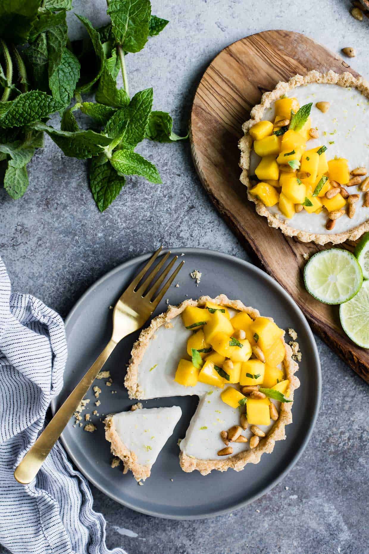 Mint Mango Haupia Tarts with Pine Nut Crust