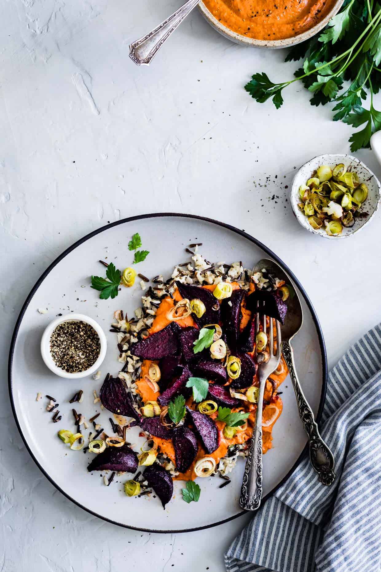 Roasted Beets with Creamy Romesco & Wild Rice 