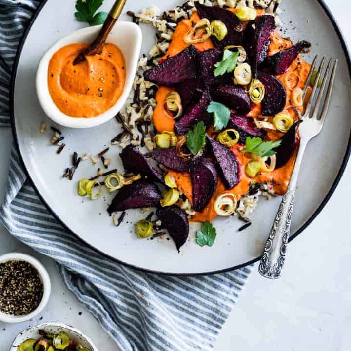 Roasted Beets with Creamy Romesco & Wild Rice