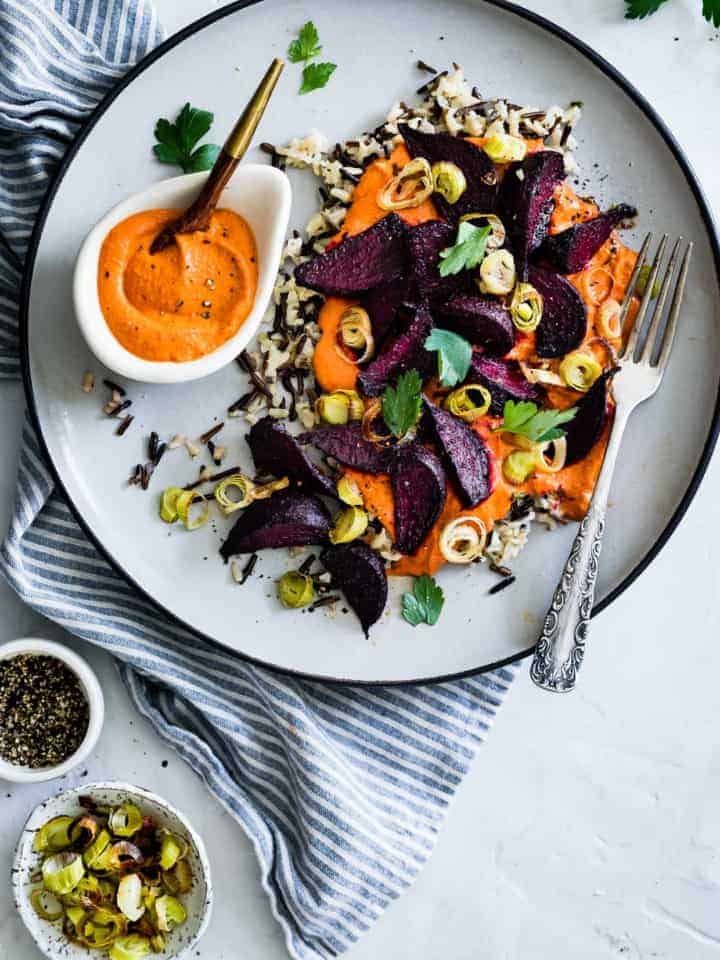 Roasted Beets with Creamy Romesco & Wild Rice