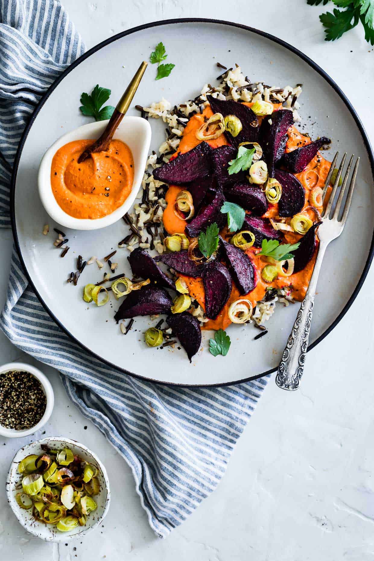 Roasted Beets with Creamy Romesco & Wild Rice 