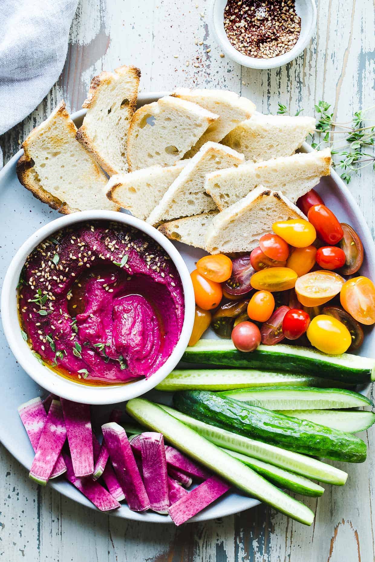 Beet hummus bowl