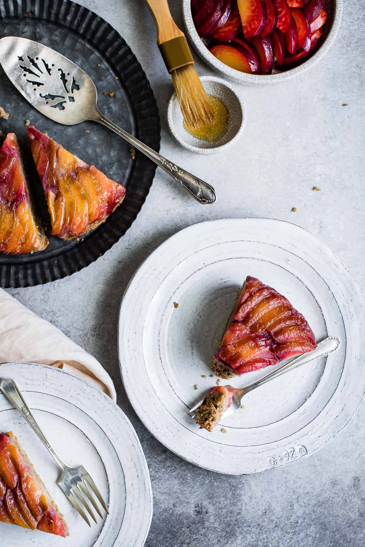 Chestnut Plum Upside-Down Cake - Gluten-Free