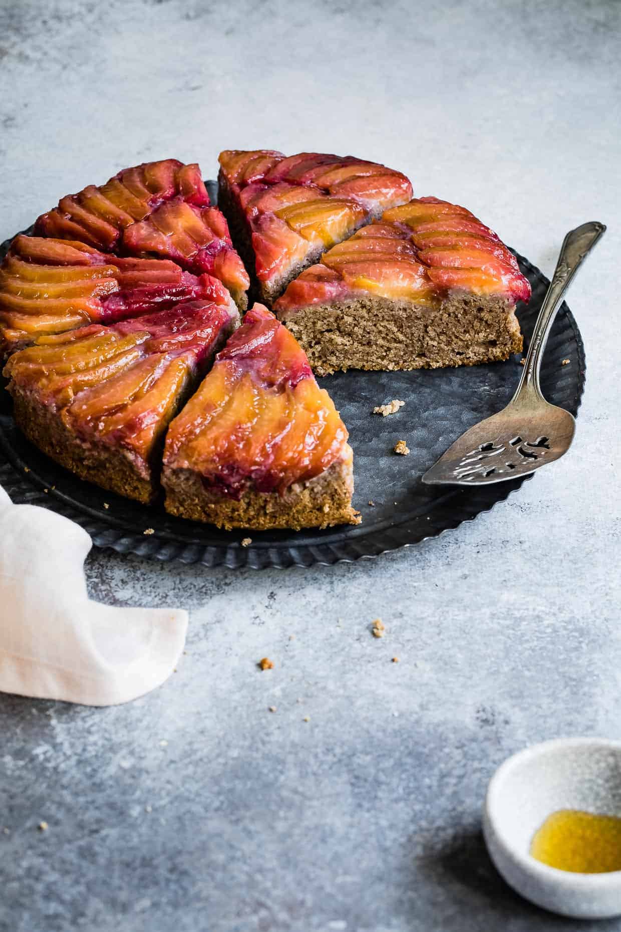 Chestnut Plum Upside-Down Cake - Gluten-Free