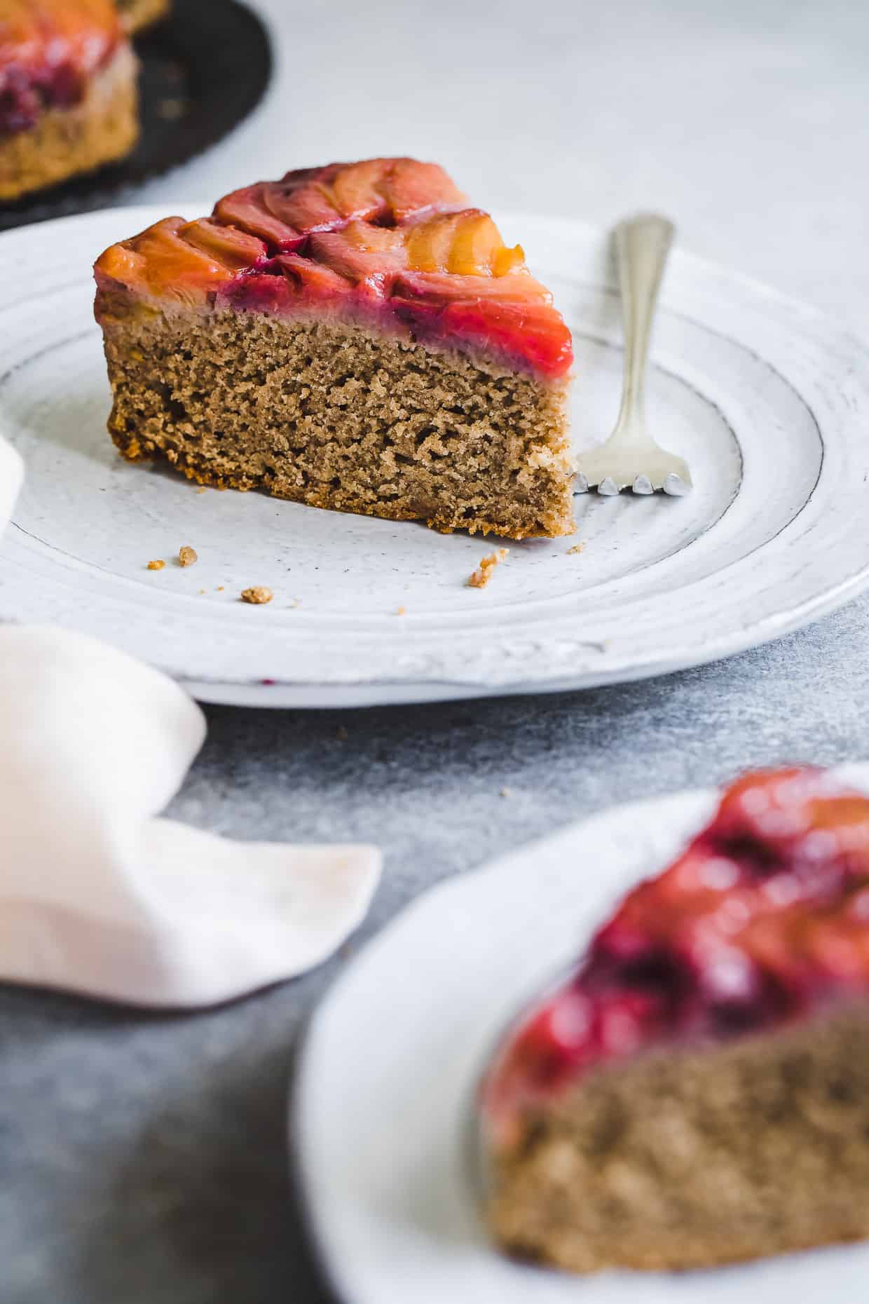 Chestnut Plum Upside-Down Cake - Gluten-Free