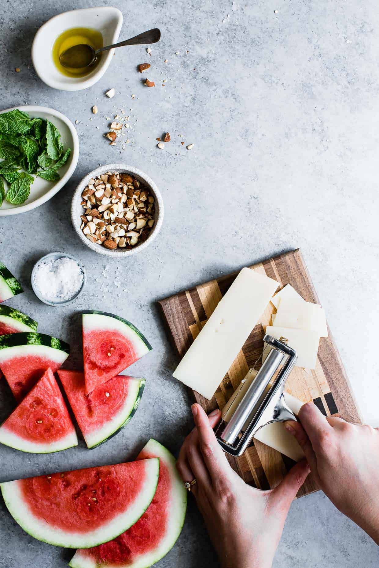 Summer Appetizer: Charred Watermelon Cheese Wedges with Mint