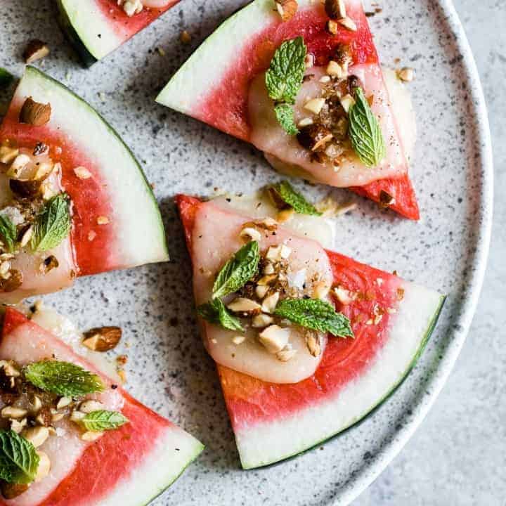 Summer Appetizer: Charred Watermelon Cheese Wedges with Mint