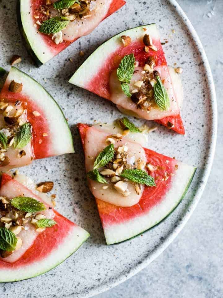 Summer Appetizer: Charred Watermelon Cheese Wedges with Mint