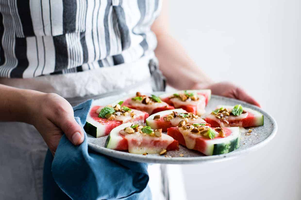 Summer Appetizer: Charred Watermelon Cheese Wedges with Mint