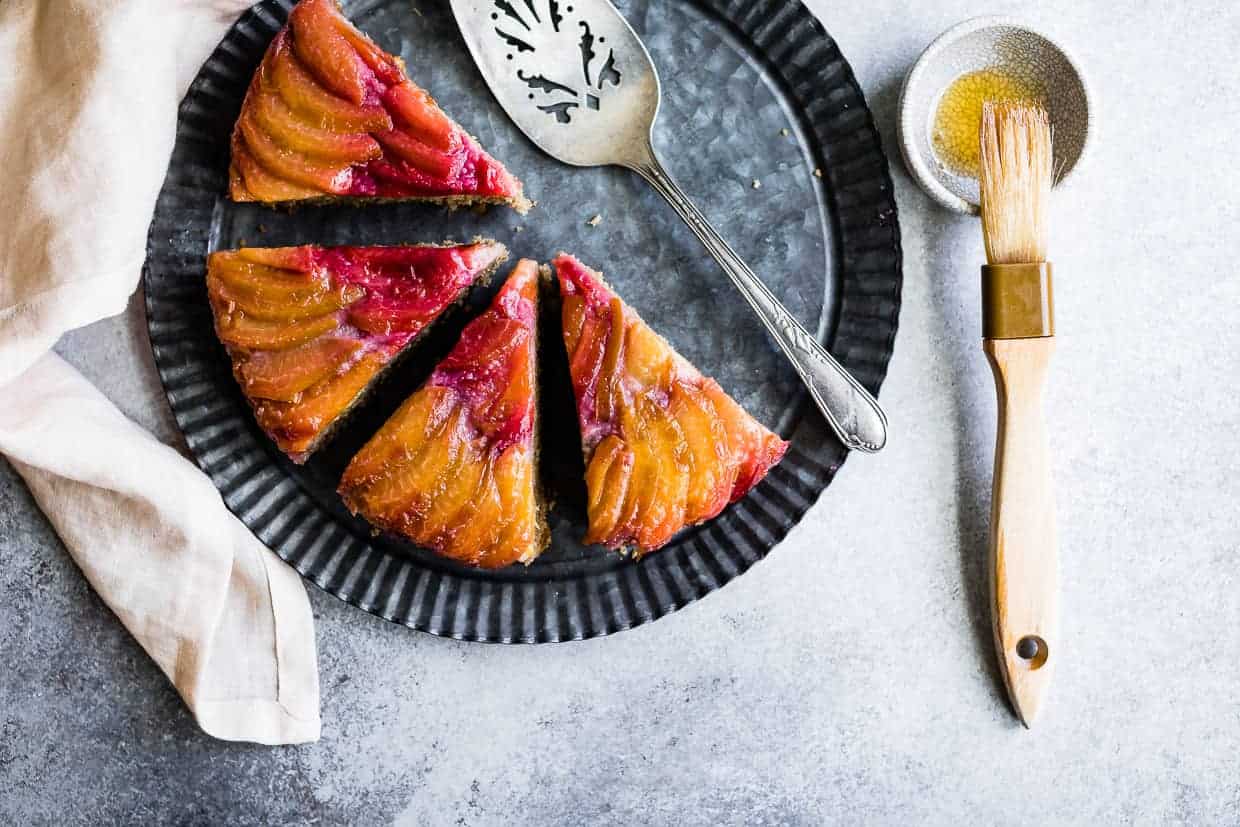 Chestnut Plum Upside-Down Cake - Gluten-Free