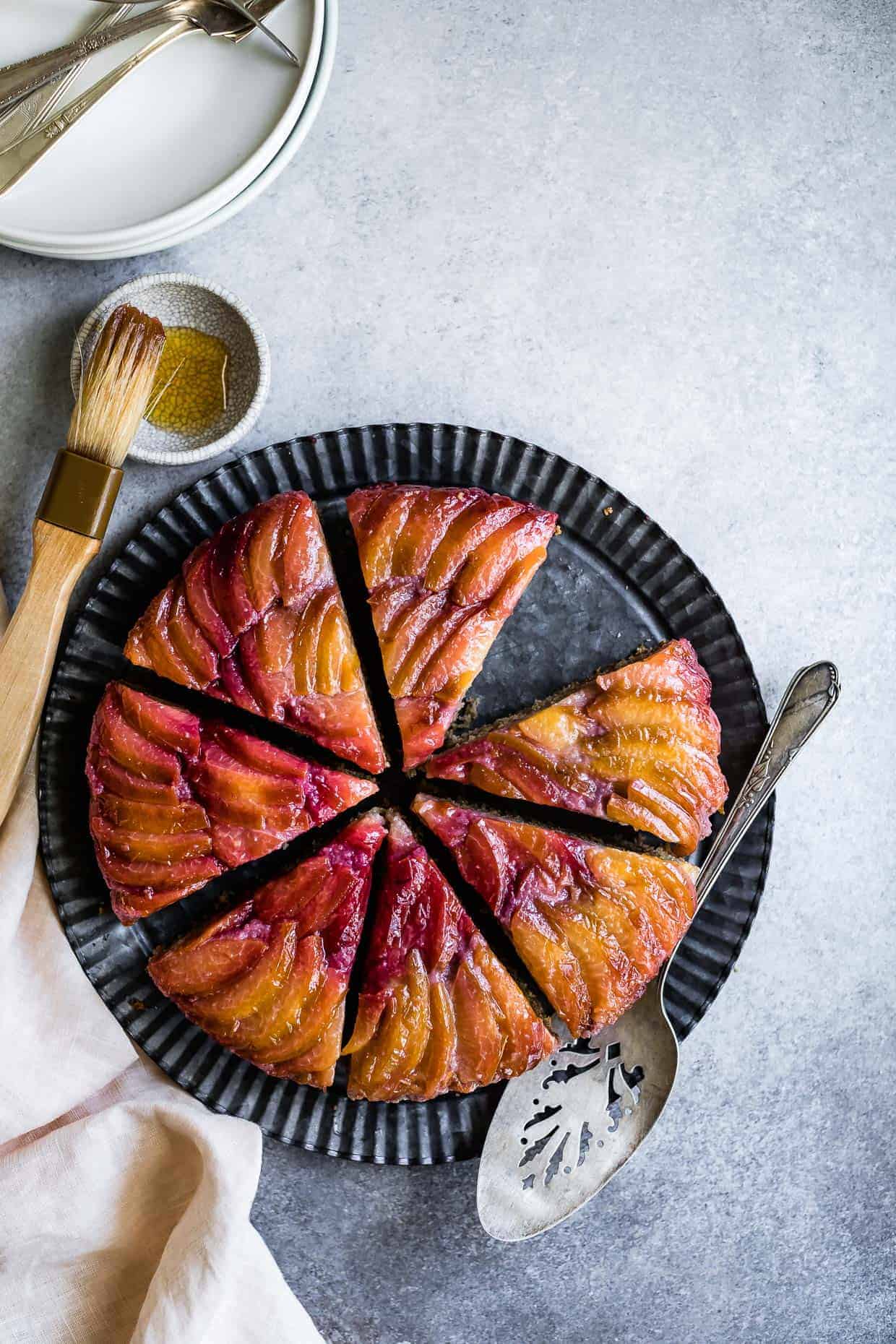 Chestnut Plum Upside-Down Cake - Gluten-Free