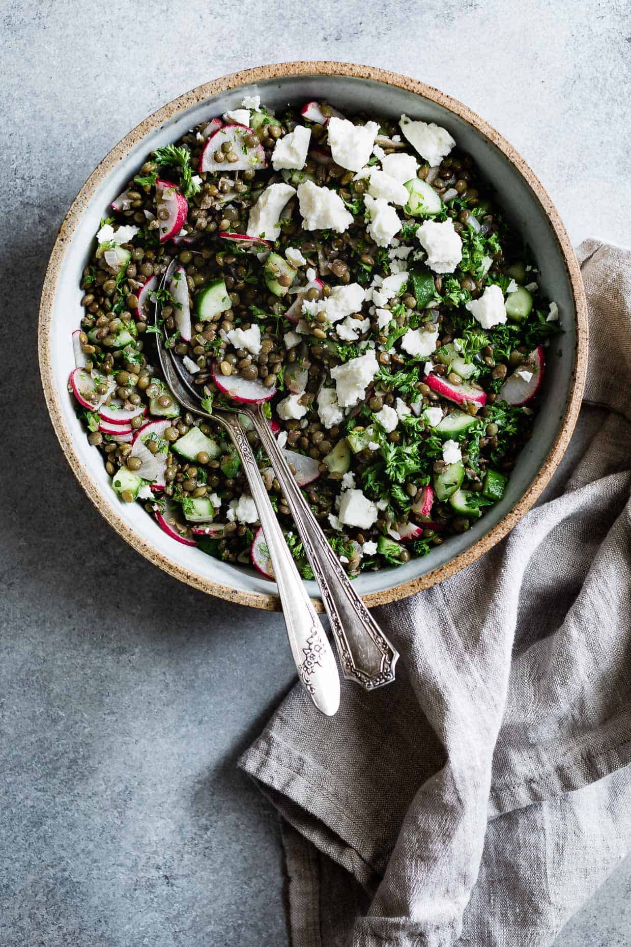 Cucumber Lentil Salad with Feta