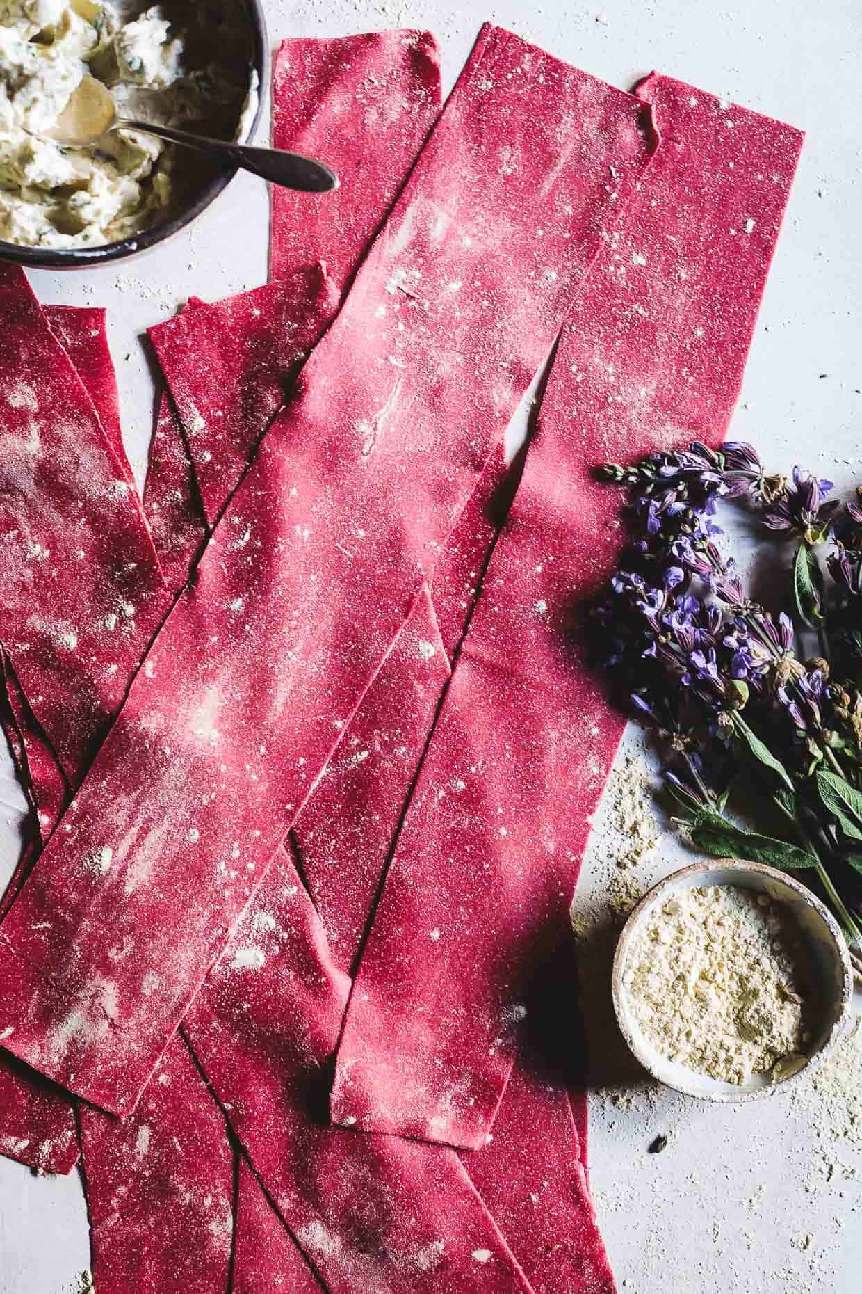 Chickpea Beet Ravioli with Herbed Ricotta