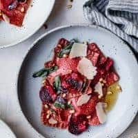 Chickpea Beet Ravioli with Herbed Ricotta