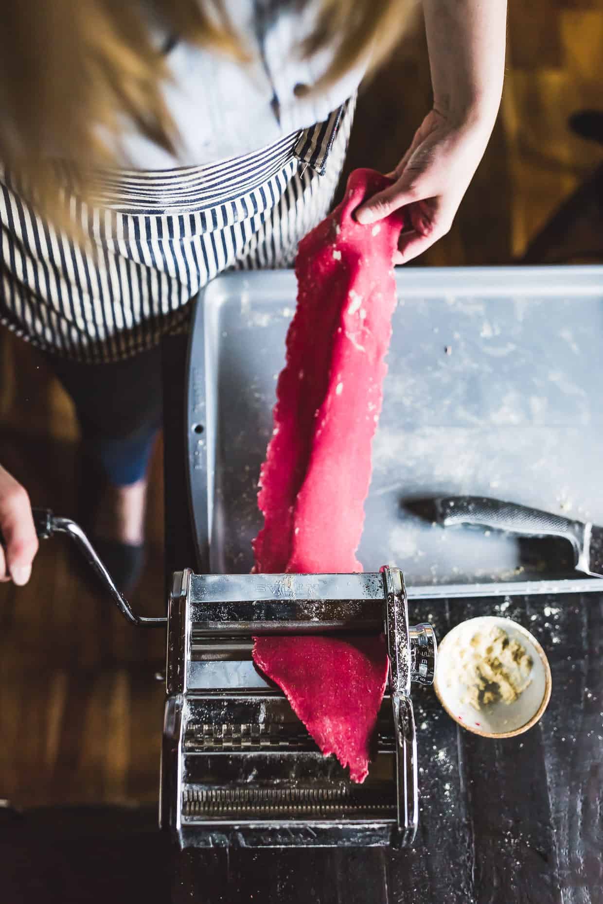 Chickpea Beet Ravioli with Herbed Ricotta