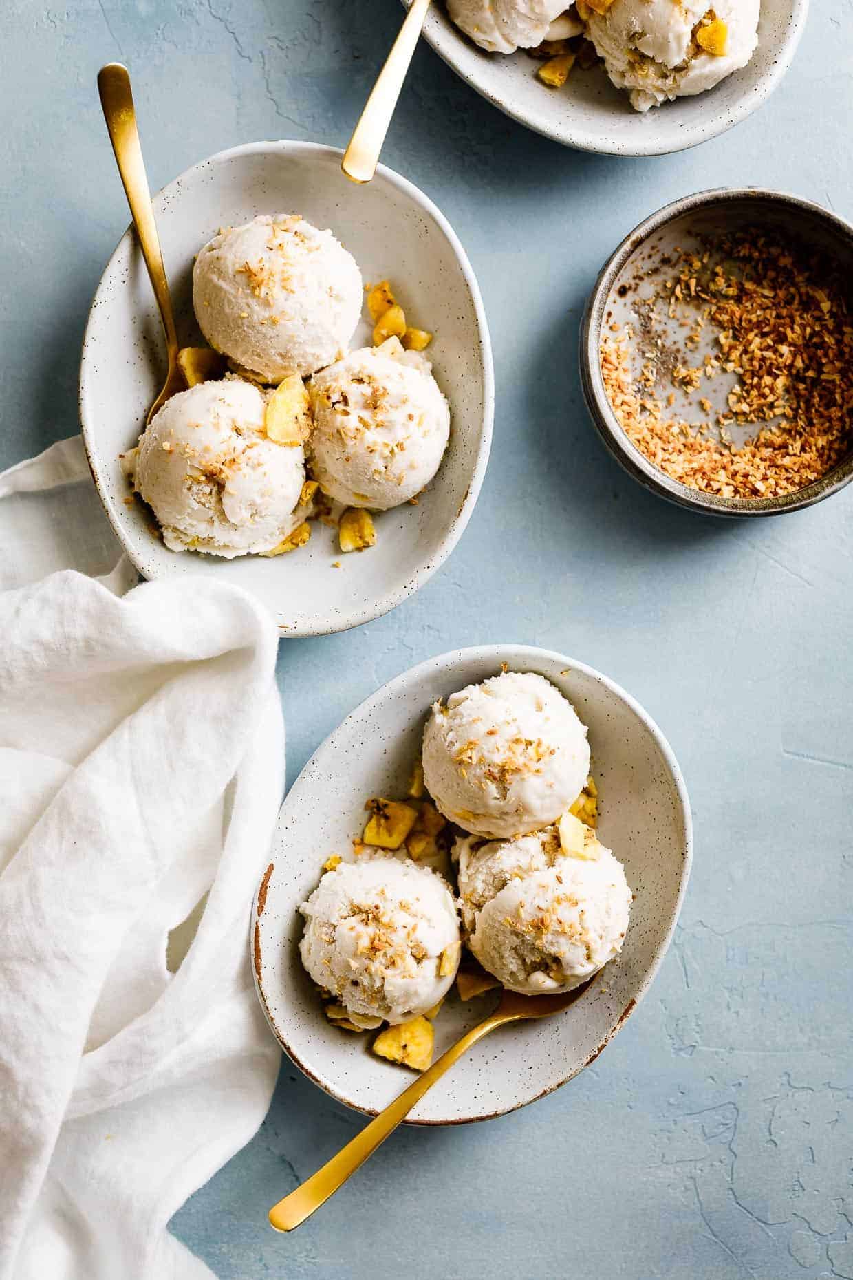 Coconut Ginger Ice Cream with Plantain Chips