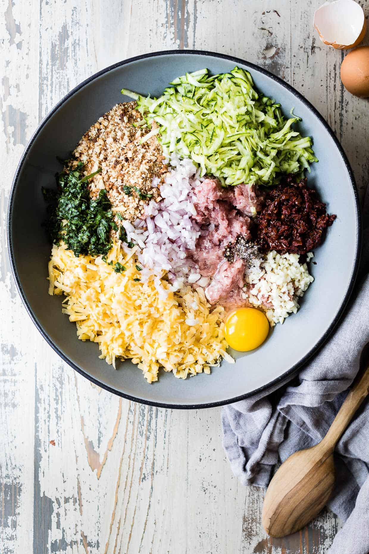 Zucchini Gouda Turkey Meatballs with Cheesy Baked Polenta