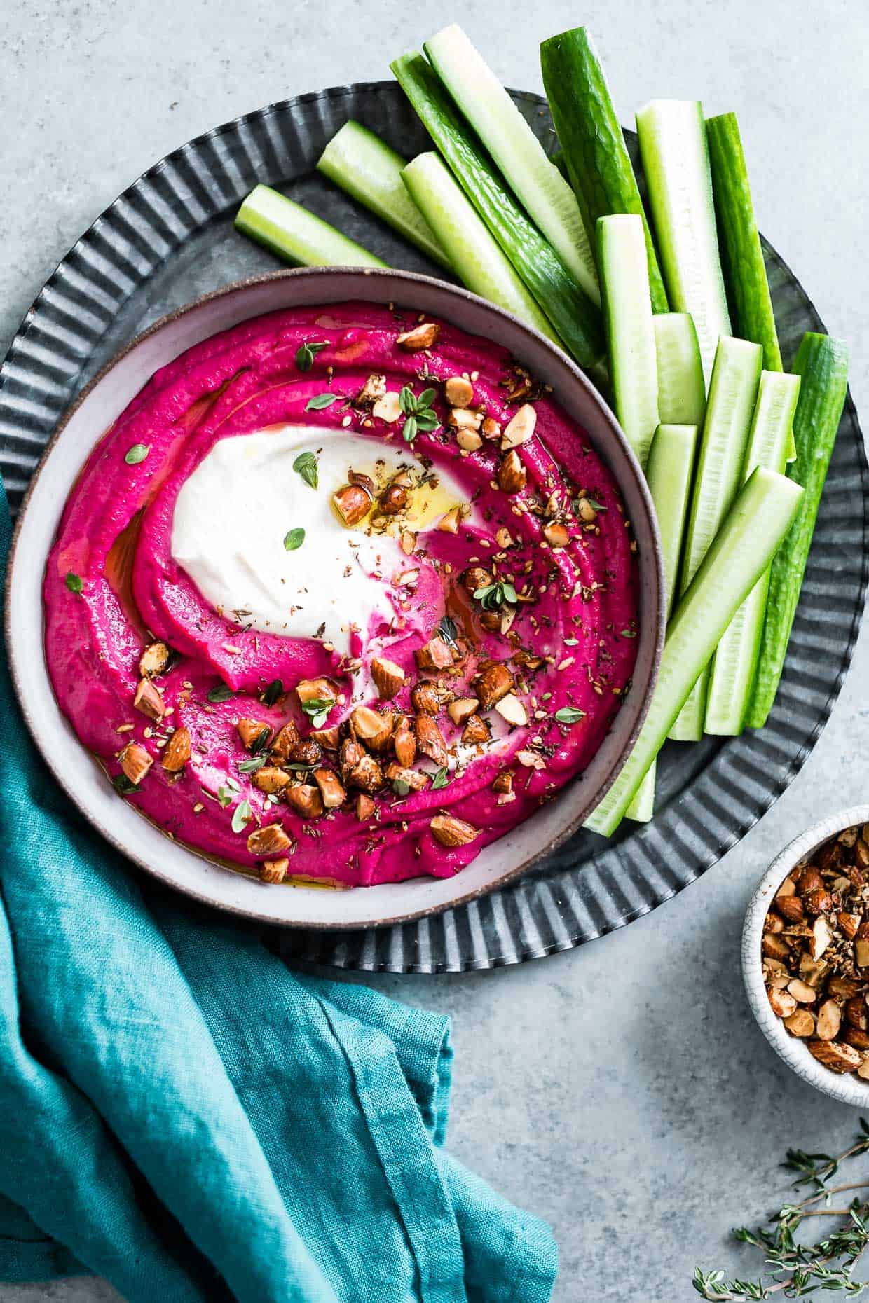 Beet Cashew Hummus With Garlic Tahini