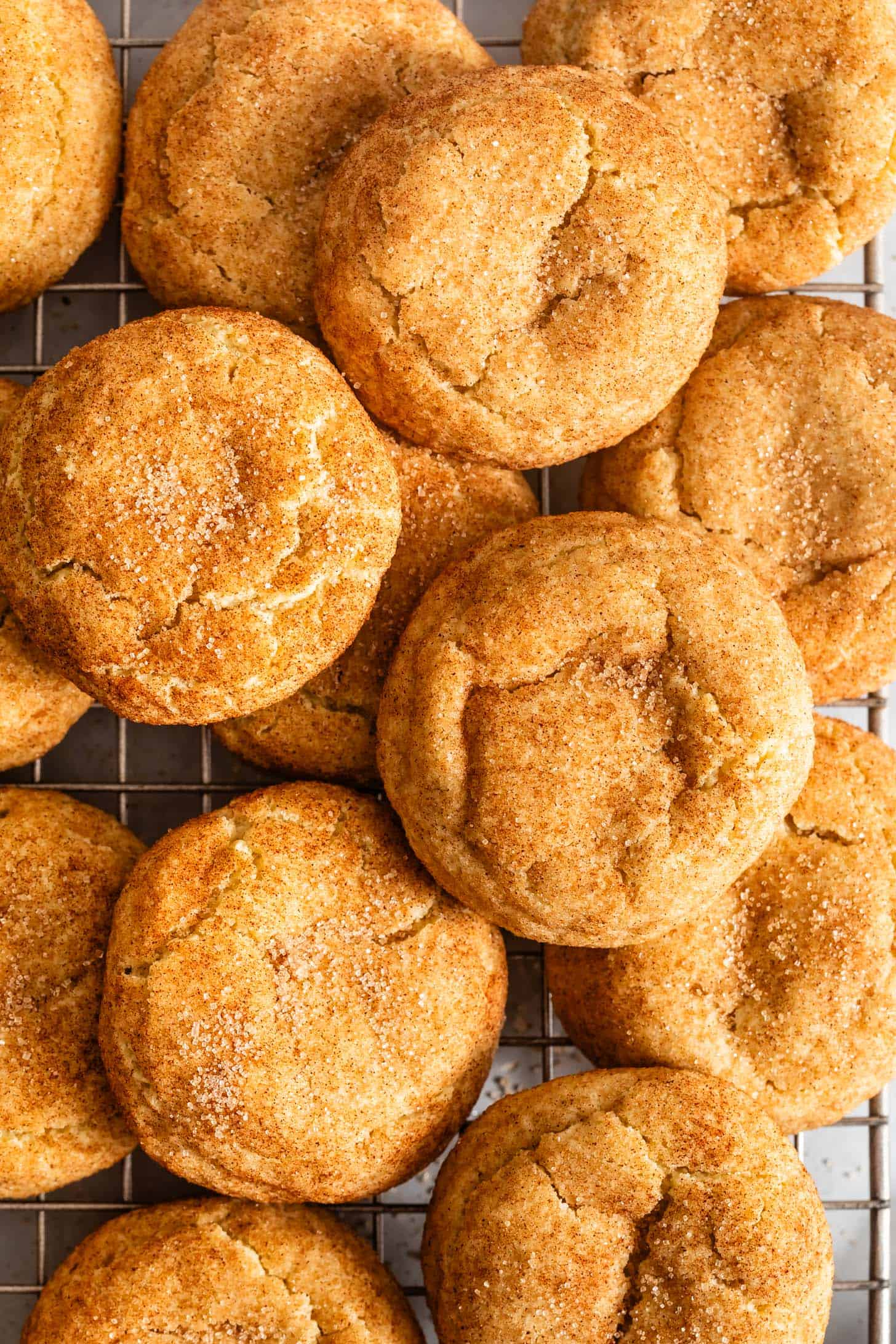 Overhead on Wire Rack Gluten-Free Snickerdoodles with Almond Flour