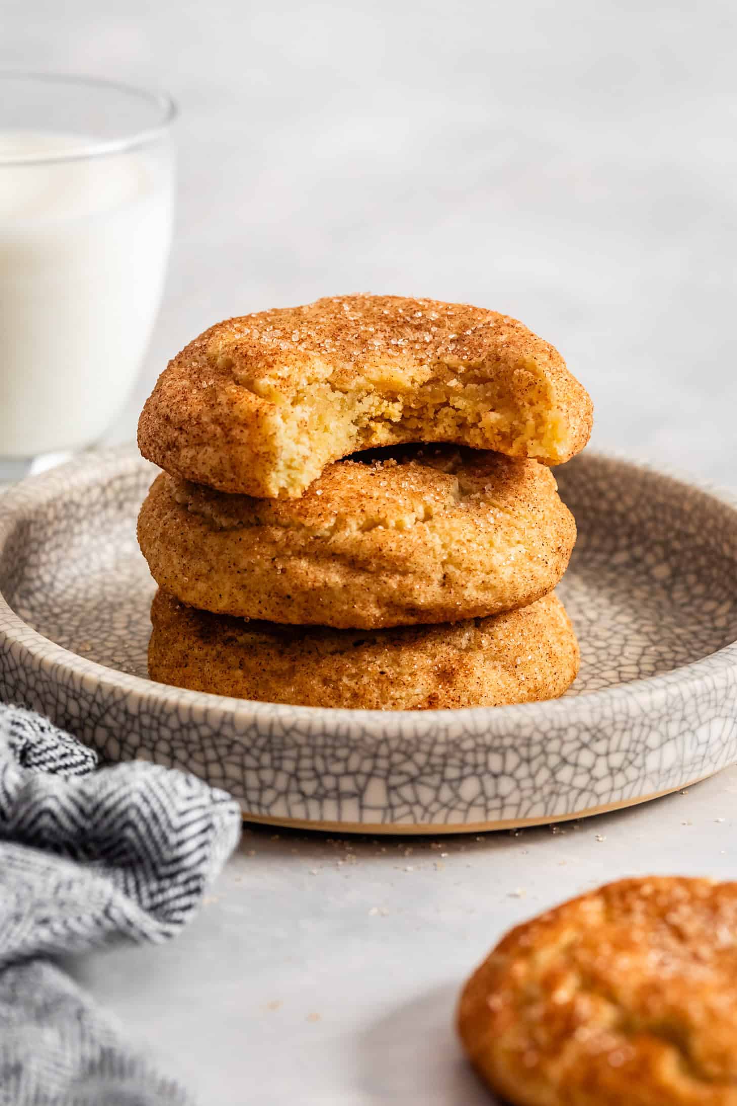 Stack of Thick Gluten-Free Snickerdoodles on a Plate