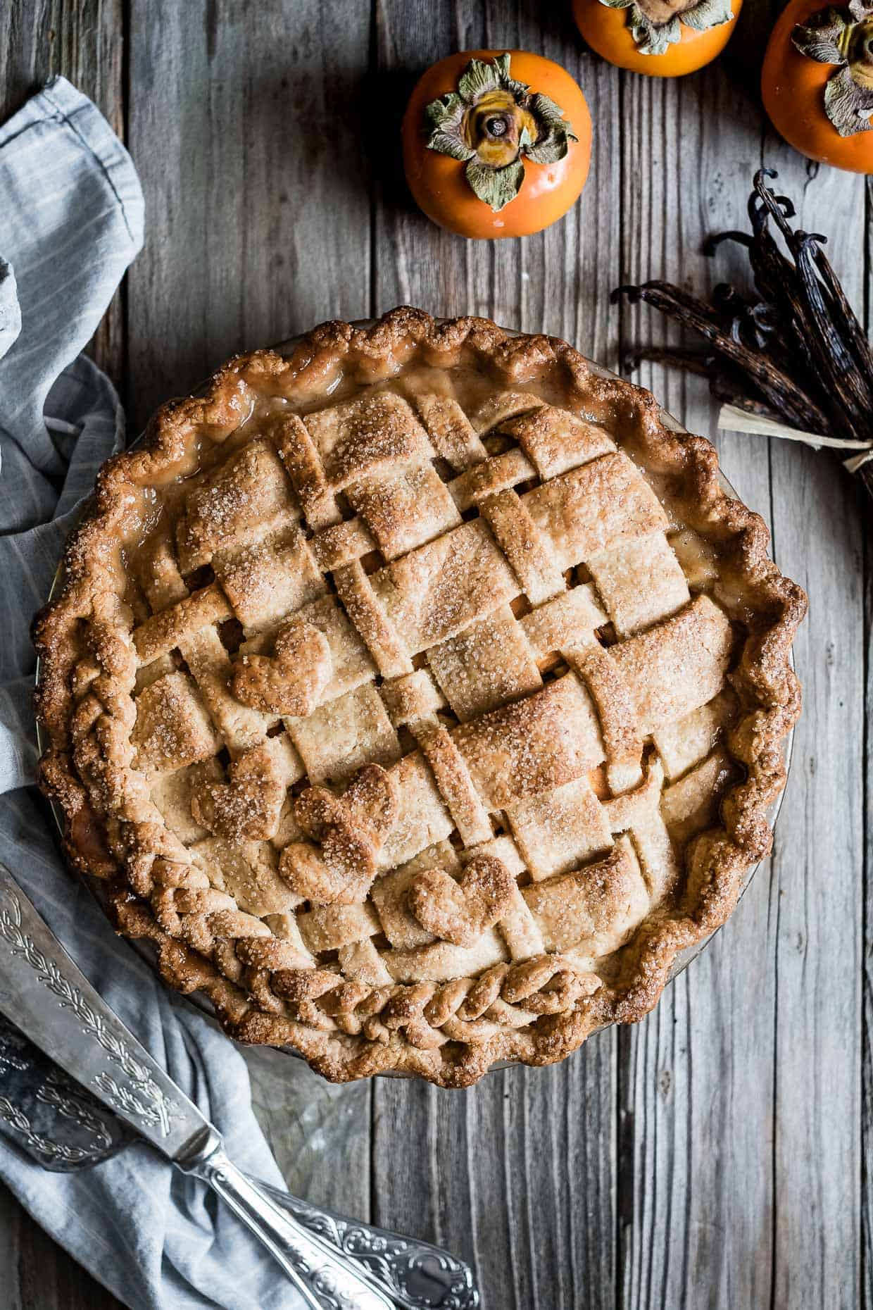 Pear Persimmon Pie with Vanilla Bean Crust