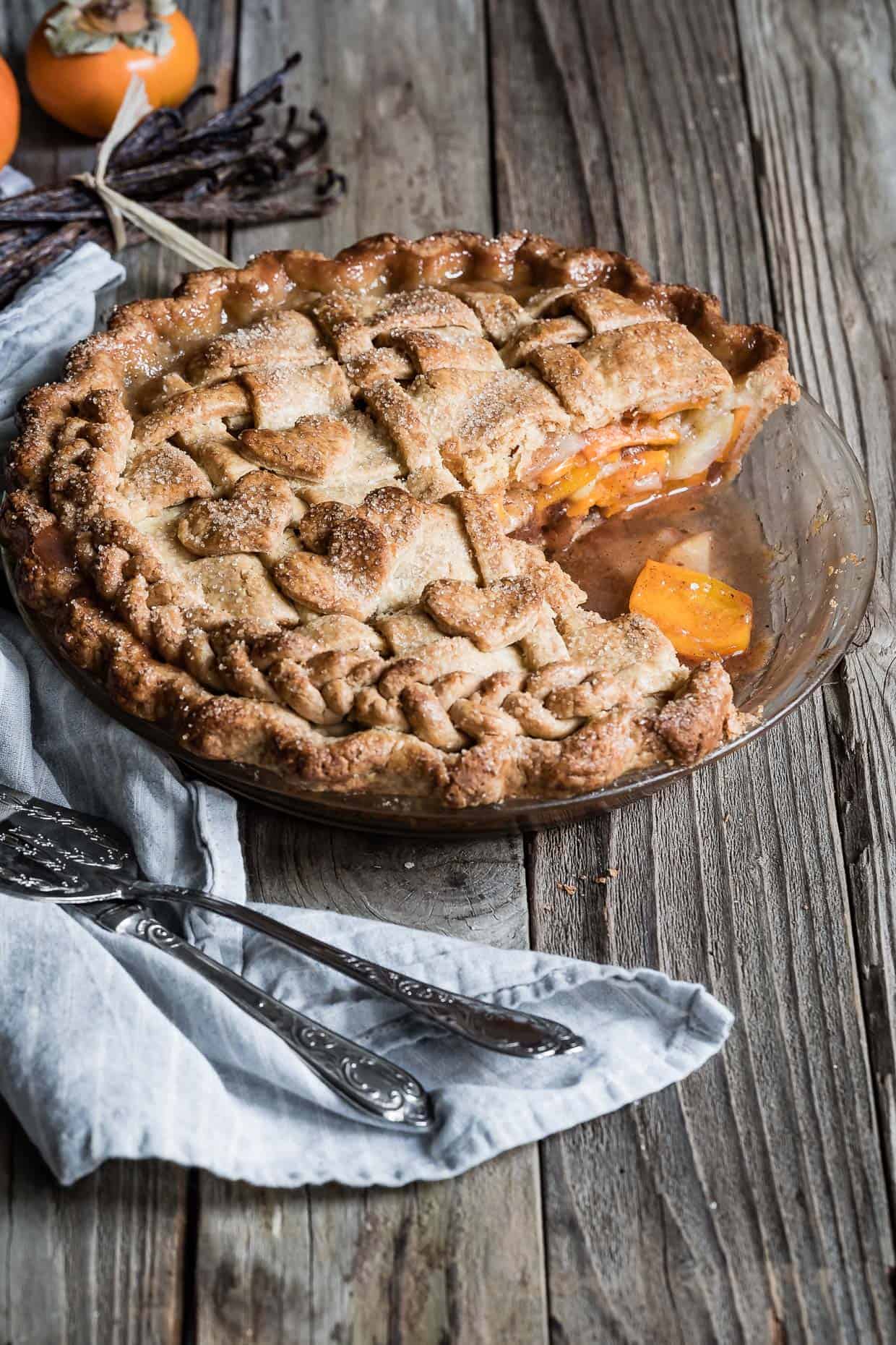 Pear and Fuyu Persimmon Pie with Gluten-Free Pie Crust