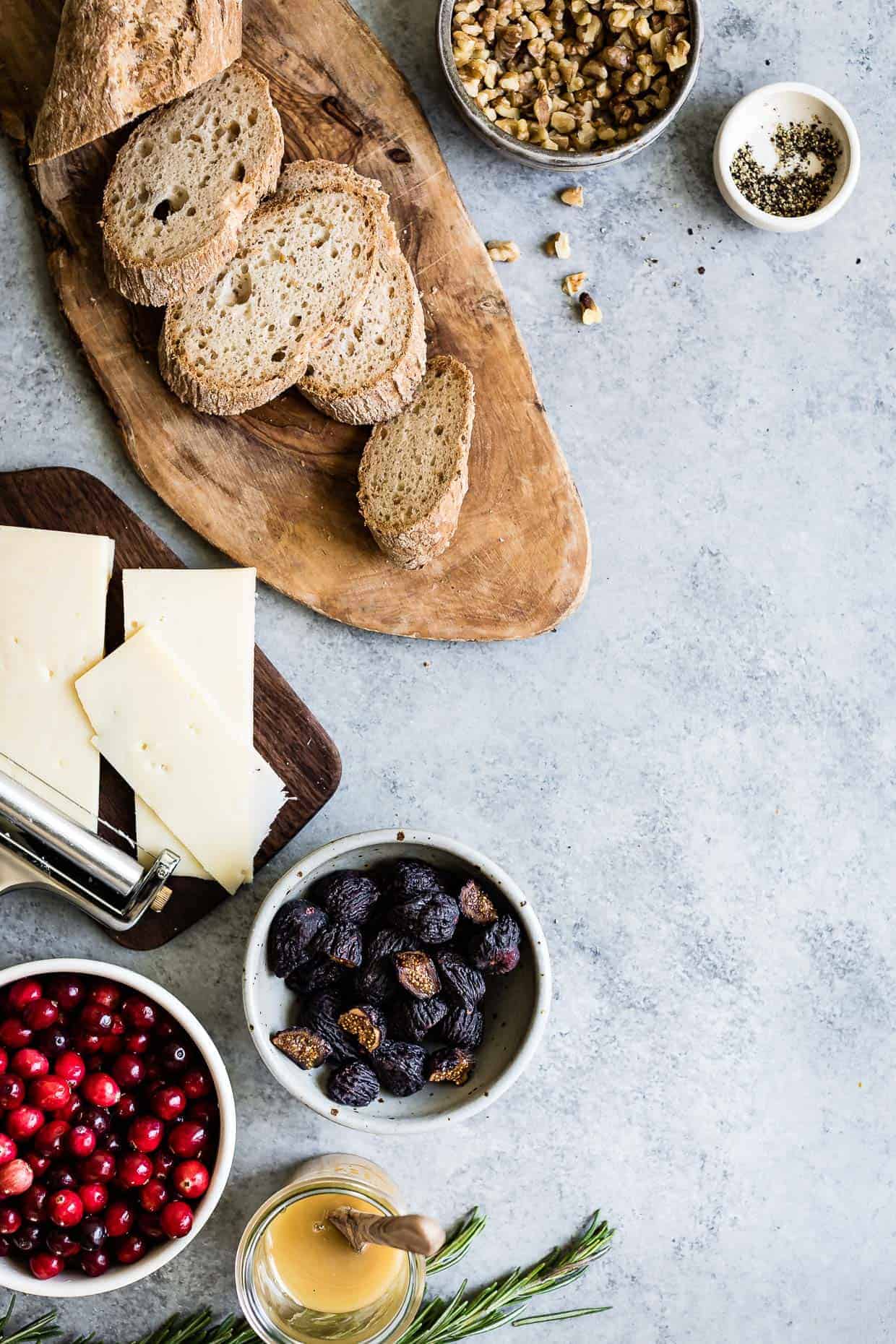 Cheese Crostini with Cranberry Fig Jam