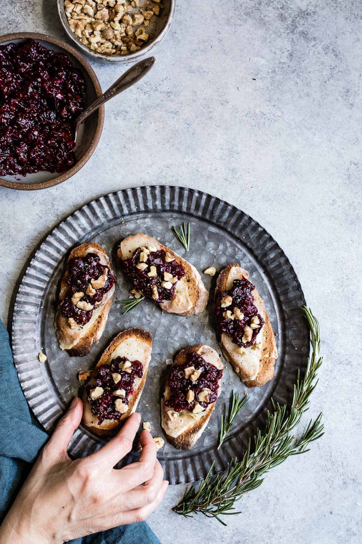 Cheese Crostini with Cranberry Fig Jam