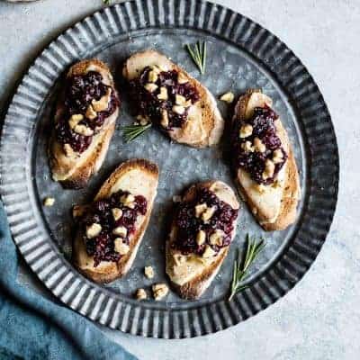 Cheese & Cranberry Fig Jam Crostini