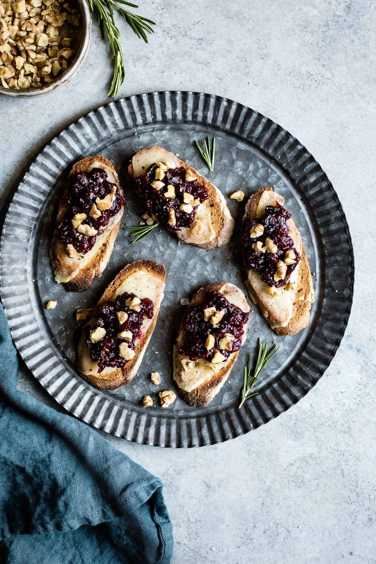 Cheese Crostini with Cranberry Fig Jam