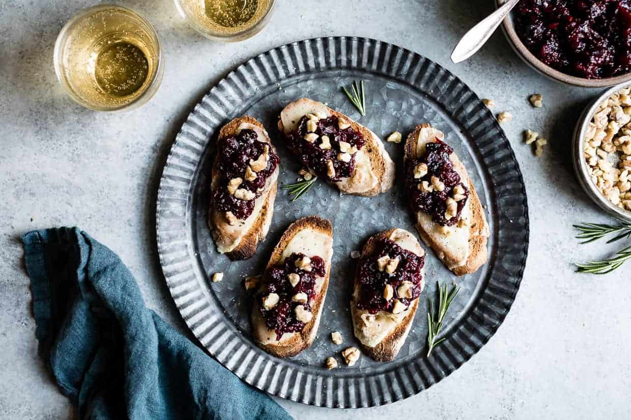 Cheese Crostini with Cranberry Fig Jam
