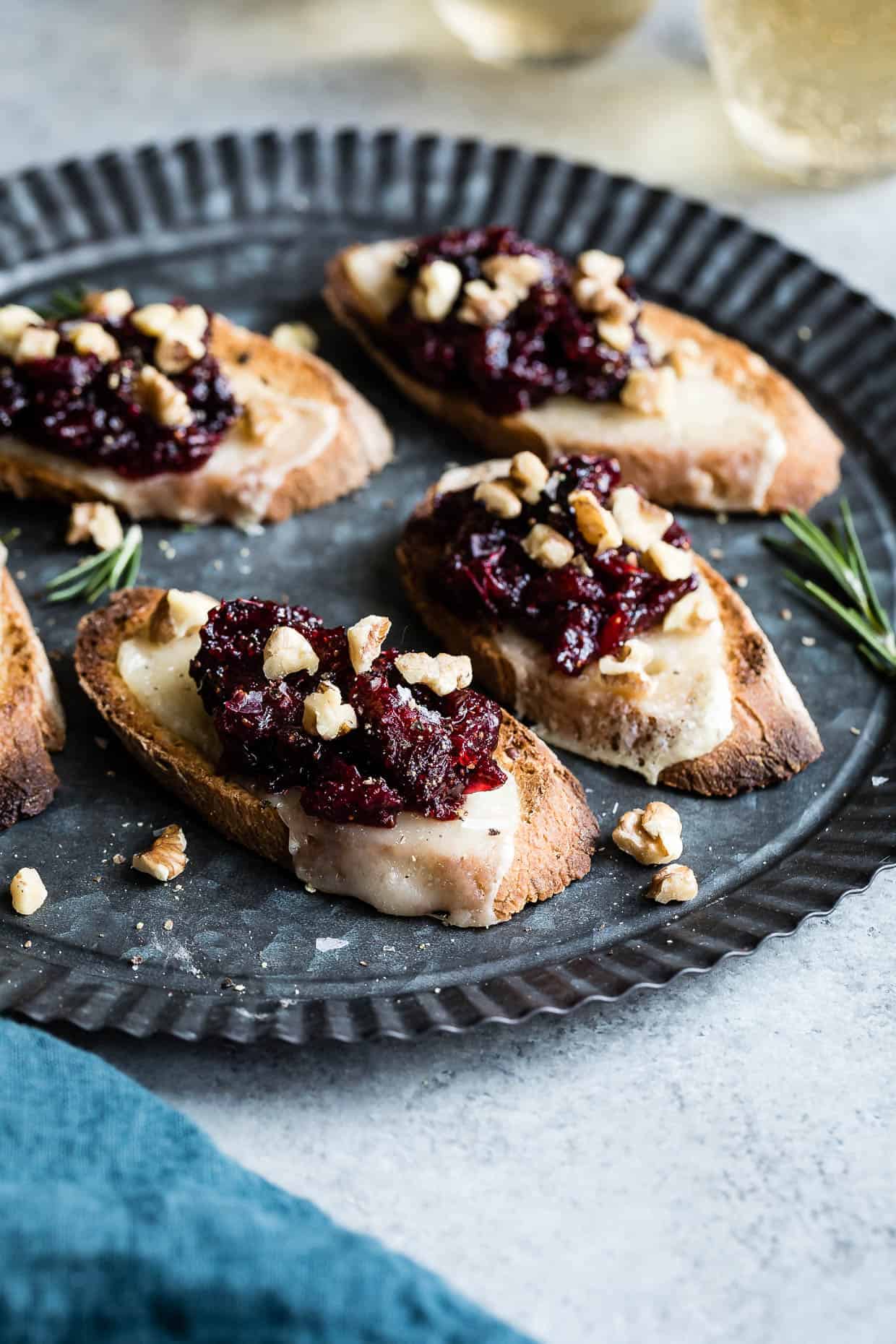 Cheese Crostini with Cranberry Fig Jam