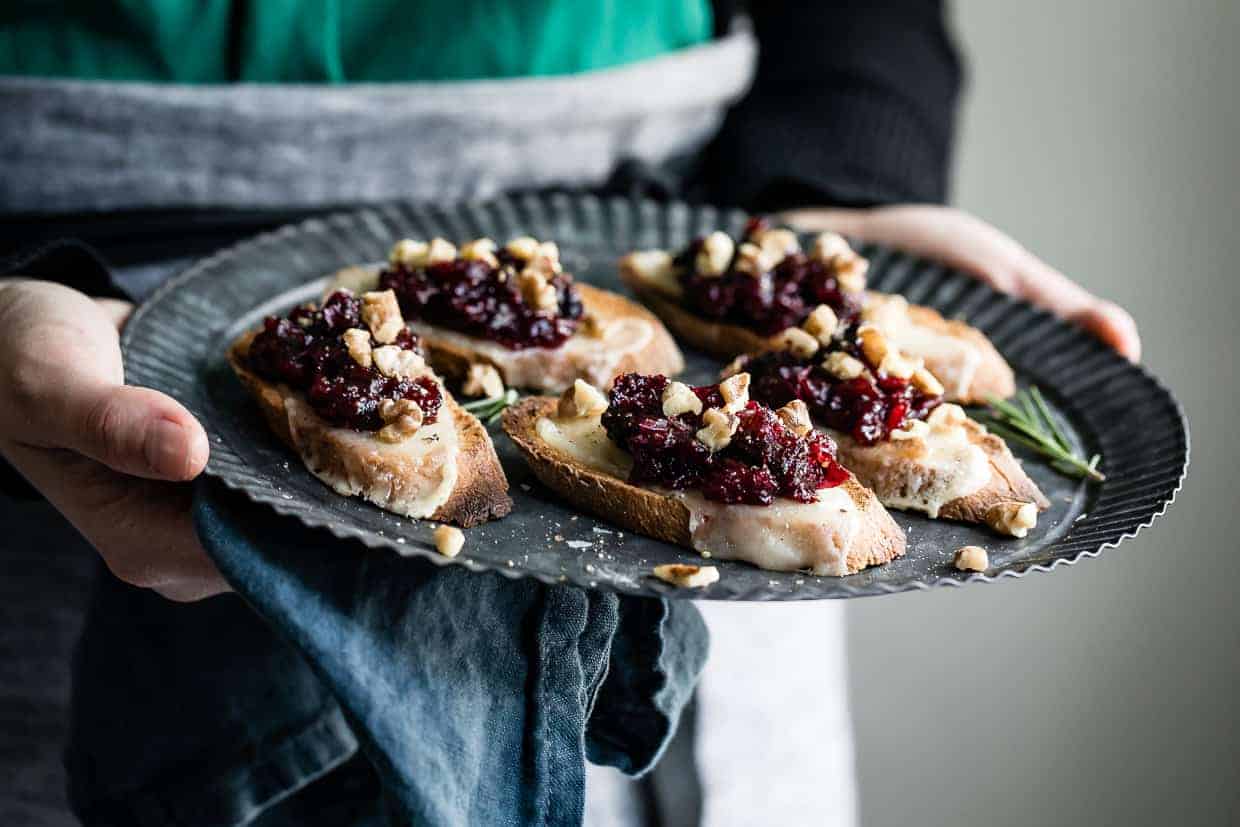 Cheese Crostini with Cranberry Fig Jam