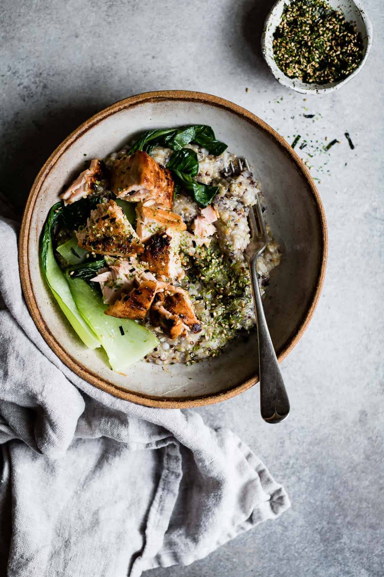 Savory Multigrain Porridge with Salmon