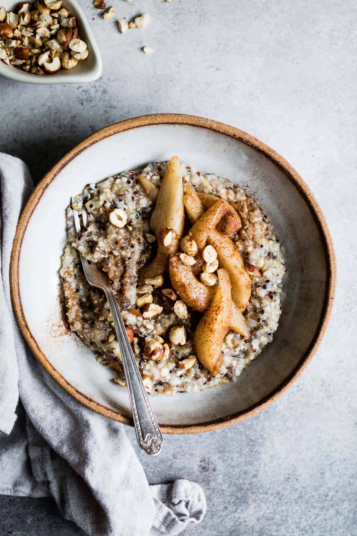 Sweet Multigrain Porridge with Spiced Pears