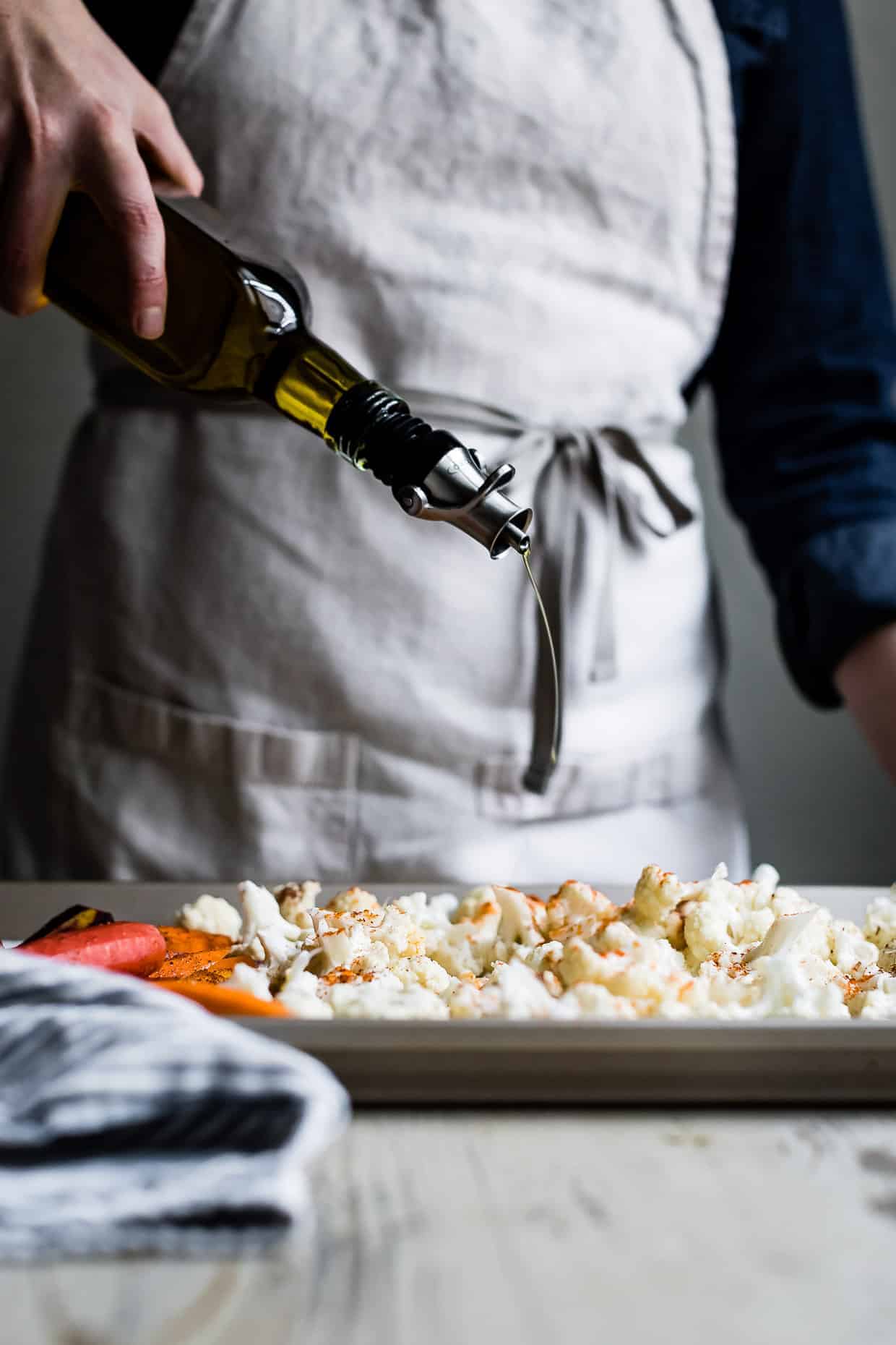 Roasted Cauliflower Kale Salad with Lemon Brown Butter Dressing and Crispy Capers